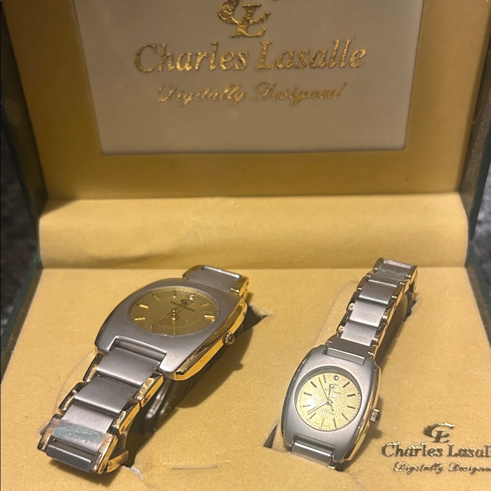 Charles Lasalle Gold and Silver Men's Watch Set new in box - classic minimalist